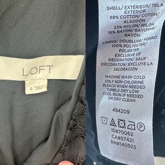 Loft sleeveless black lace ruffle v neck dress women’s size 4 - Picture 7 of 9